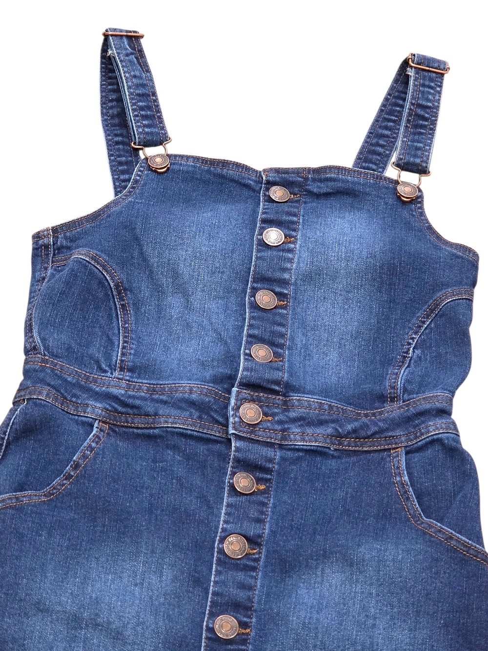 Wax Jean Dark Wash Button Down Denim Pinafore Dress Size Small Western Cowgirl - Picture 2 of 14